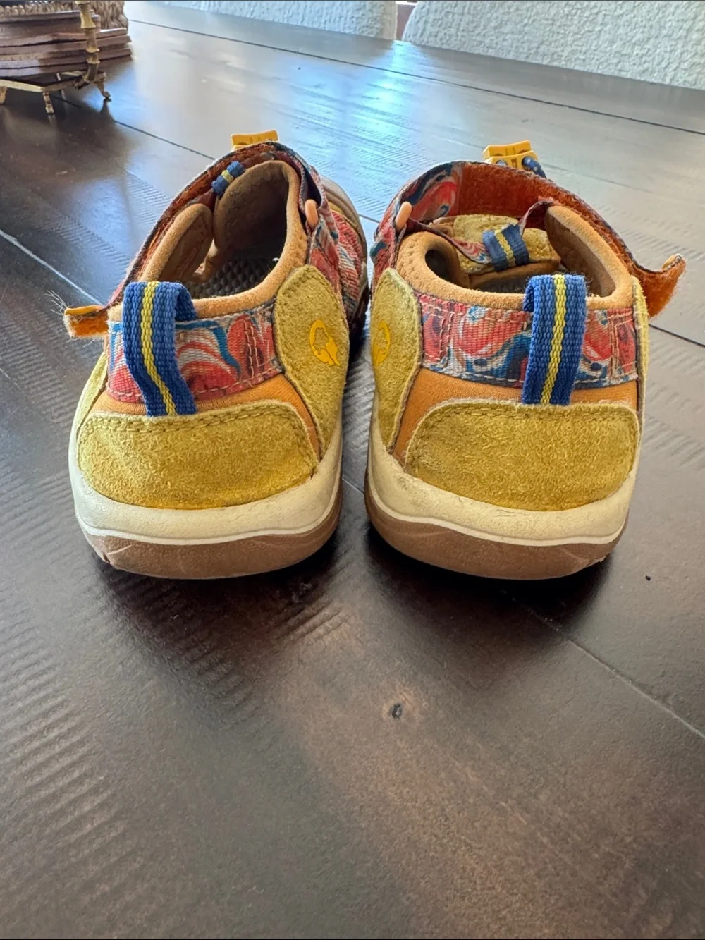 Keen Kids Multicolor Strappy Sandal with Yellow Accents Sz 2